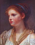 Jean-Baptiste Greuze Portrait de jeune fille au ruban bleu painting